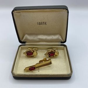 Vintage cuff link and tie clip set